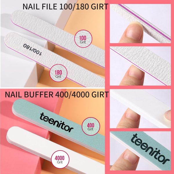 Teenitor Clear Coffin Nail Tips Set, Long Acrylic Nail Kit Full Cover Clear Press On Nails, 600 Pcs Fake Nails with Glue, Acrylic Nail Clipper Files and Buffer Polisher - Image 6