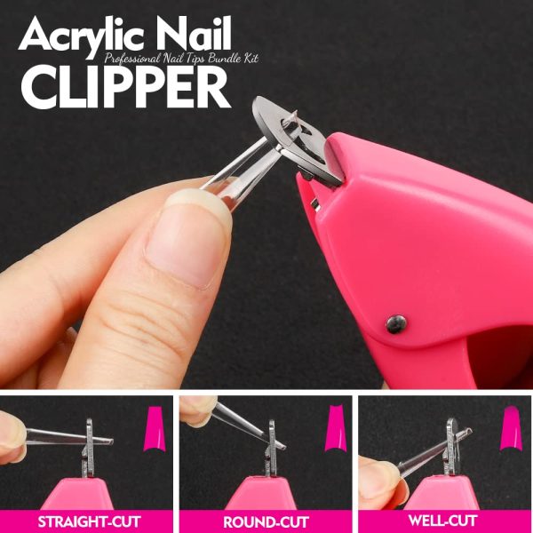 Teenitor Clear Coffin Nail Tips Set, Long Acrylic Nail Kit Full Cover Clear Press On Nails, 600 Pcs Fake Nails with Glue, Acrylic Nail Clipper Files and Buffer Polisher - Image 11