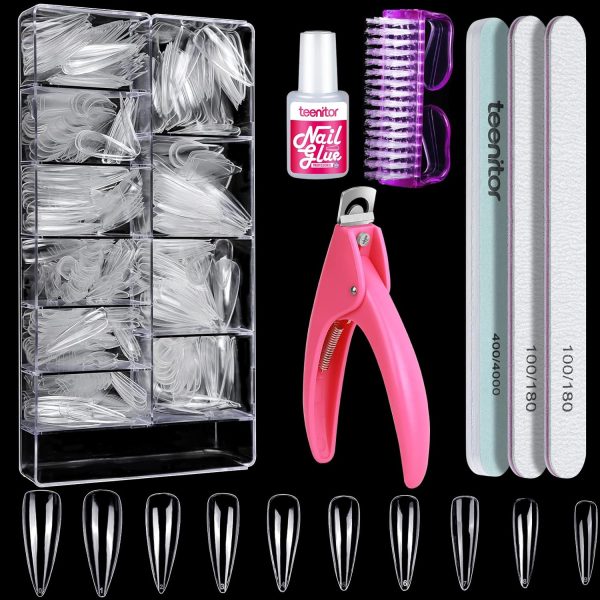 Teenitor Clear Coffin Nail Tips Set, Long Acrylic Nail Kit Full Cover Clear Press On Nails, 600 Pcs Fake Nails with Glue, Acrylic Nail Clipper Files and Buffer Polisher - Image 15
