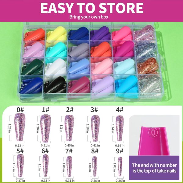Teenitor Long Fake Nails Kit - 10 Colors Matte & Glossy, 4 Glitter Press On Nails - Image 7