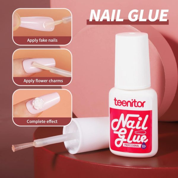Teenitor Long Fake Nails Kit - 10 Colors Matte & Glossy, 4 Glitter Press On Nails - Image 12