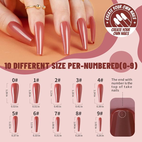 Teenitor Long Fake Nails Kit - 10 Colors Matte & Glossy, 4 Glitter Press On Nails - Image 14