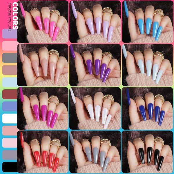 Teenitor Long Fake Nails Kit - 10 Colors Matte & Glossy, 4 Glitter Press On Nails - Image 17