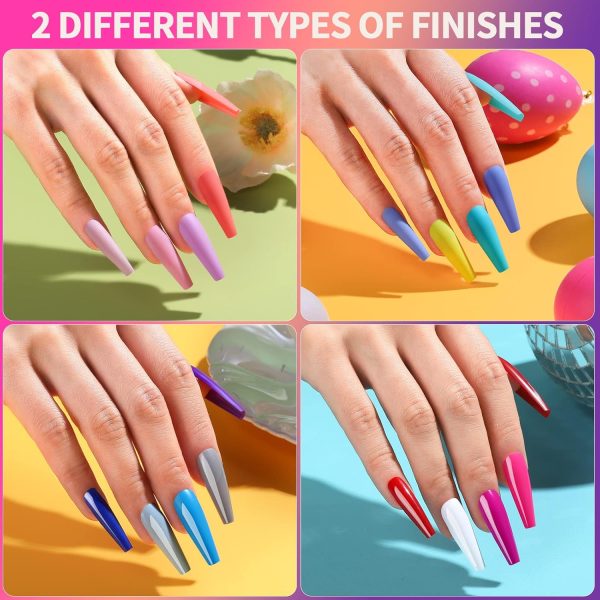 Teenitor Long Fake Nails Kit - 10 Colors Matte & Glossy, 4 Glitter Press On Nails - Image 18
