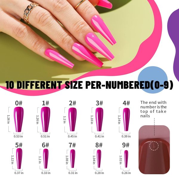 Teenitor Long Fake Nails Kit - 10 Colors Matte & Glossy, 4 Glitter Press On Nails - Image 21