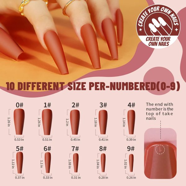Teenitor Long Fake Nails Kit - 10 Colors Matte & Glossy, 4 Glitter Press On Nails - Image 28