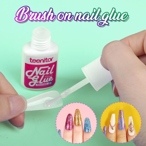 Teenitor Clear Stiletto Nail Tips Full Cover, Long Stiletto Nails Tips For Acrylic Nails, 600pcs Almond Stiletto Shape Fake Nails Tips With Glue, Acrylic Nail Clipper, Nail Stand Clear Glue On Nails - Image 3