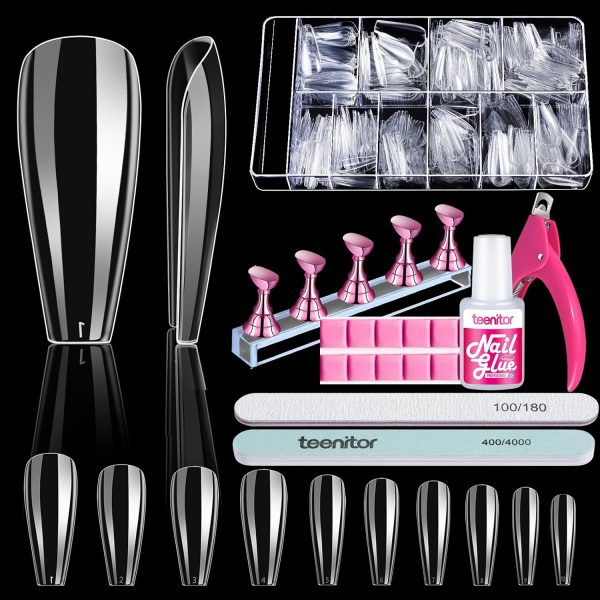 Teenitor Clear Stiletto Nail Tips Full Cover, Long Stiletto Nails Tips For Acrylic Nails, 600pcs Almond Stiletto Shape Fake Nails Tips With Glue, Acrylic Nail Clipper, Nail Stand Clear Glue On Nails - Image 8