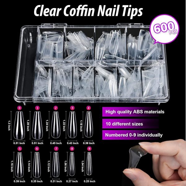 Teenitor Clear Stiletto Nail Tips Full Cover, Long Stiletto Nails Tips For Acrylic Nails, 600pcs Almond Stiletto Shape Fake Nails Tips With Glue, Acrylic Nail Clipper, Nail Stand Clear Glue On Nails - Image 14