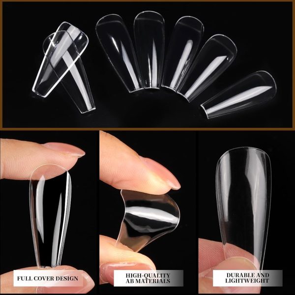 Teenitor Clear Stiletto Nail Tips Full Cover, Long Stiletto Nails Tips For Acrylic Nails, 600pcs Almond Stiletto Shape Fake Nails Tips With Glue, Acrylic Nail Clipper, Nail Stand Clear Glue On Nails - Image 16