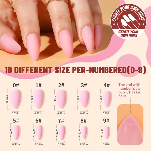 Teenitor Almond Press On Nails, Almond Shape Press On Nails Medium Length, 12 Pack Matte Press On Nails Almond, 12 Color Almond Glue On Nails Press On Almond Fake Nails - Image 2