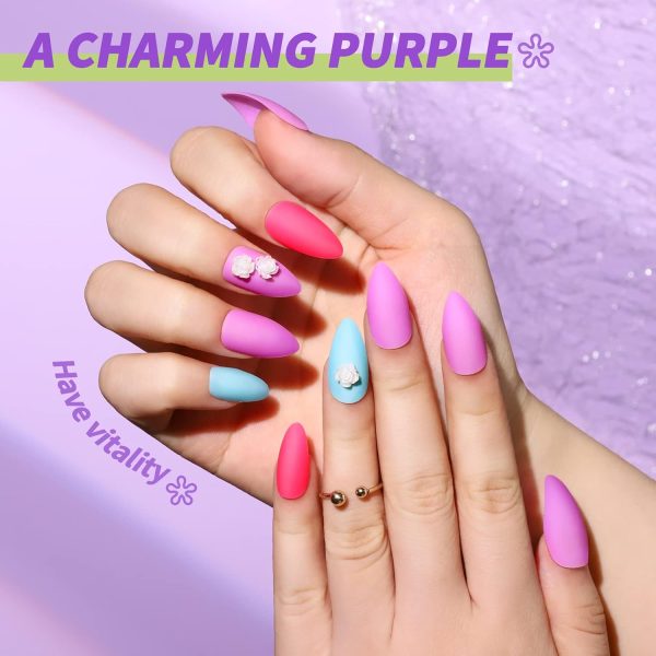 Teenitor Almond Press On Nails, Almond Shape Press On Nails Medium Length, 12 Pack Matte Press On Nails Almond, 12 Color Almond Glue On Nails Press On Almond Fake Nails - Image 3
