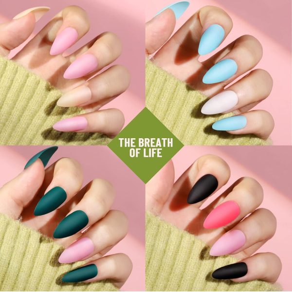 Teenitor Almond Press On Nails, Almond Shape Press On Nails Medium Length, 12 Pack Matte Press On Nails Almond, 12 Color Almond Glue On Nails Press On Almond Fake Nails - Image 6