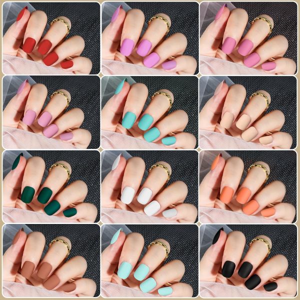 Teenitor Almond Press On Nails, Almond Shape Press On Nails Medium Length, 12 Pack Matte Press On Nails Almond, 12 Color Almond Glue On Nails Press On Almond Fake Nails - Image 10