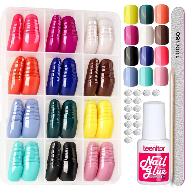 Teenitor Almond Press On Nails, Almond Shape Press On Nails Medium Length, 12 Pack Matte Press On Nails Almond, 12 Color Almond Glue On Nails Press On Almond Fake Nails - Image 15