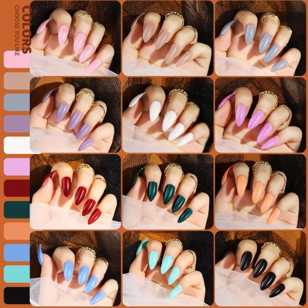Teenitor Almond Press On Nails, Almond Shape Press On Nails Medium Length, 12 Pack Matte Press On Nails Almond, 12 Color Almond Glue On Nails Press On Almond Fake Nails - Image 23