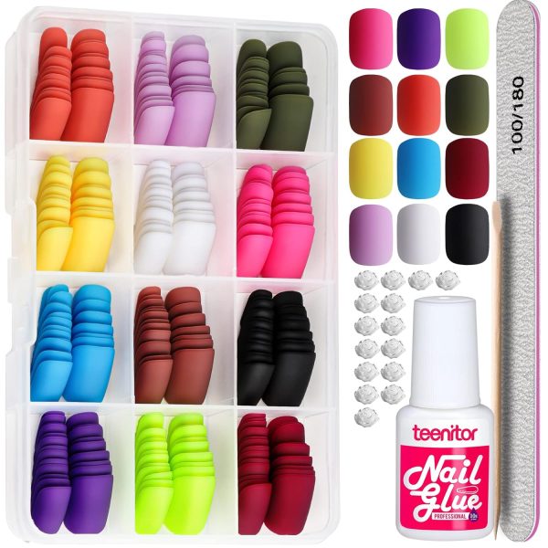 Teenitor Almond Press On Nails, Almond Shape Press On Nails Medium Length, 12 Pack Matte Press On Nails Almond, 12 Color Almond Glue On Nails Press On Almond Fake Nails - Image 34