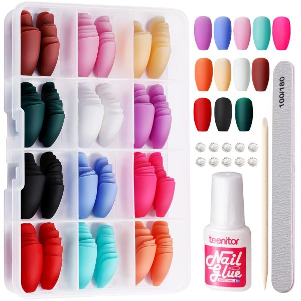 Teenitor Almond Press On Nails, Almond Shape Press On Nails Medium Length, 12 Pack Matte Press On Nails Almond, 12 Color Almond Glue On Nails Press On Almond Fake Nails - Image 42