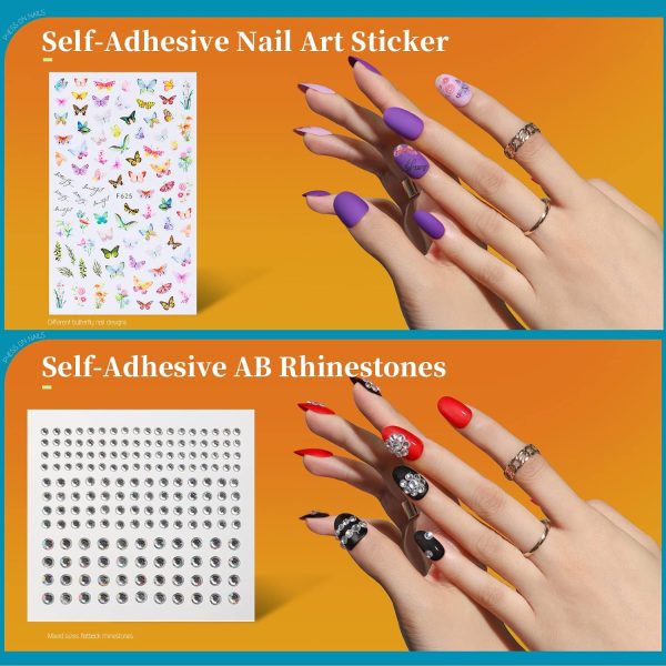 Teenitor Short Oval Press On Nails, 24 Colors Press On Oval Nails, 576pcs Press On Round Fake Nails, 12 Sizes Glue On Nails Short Almond Press On Nails with Nail Glue, Nail Adhesive Tabs - Image 5