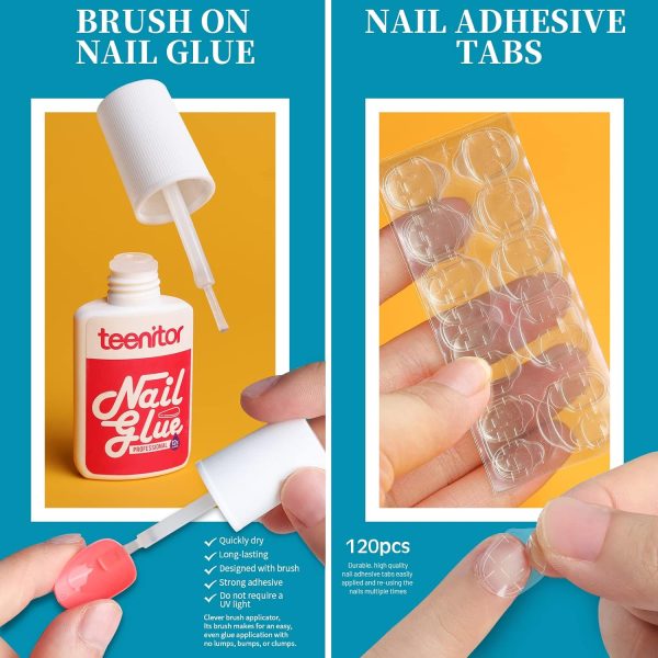 Teenitor Short Oval Press On Nails, 24 Colors Press On Oval Nails, 576pcs Press On Round Fake Nails, 12 Sizes Glue On Nails Short Almond Press On Nails with Nail Glue, Nail Adhesive Tabs - Image 6