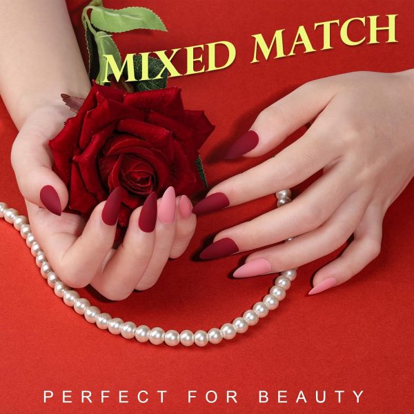 Teenitor Short Oval Press On Nails, 24 Colors Press On Oval Nails, 576pcs Press On Round Fake Nails, 12 Sizes Glue On Nails Short Almond Press On Nails with Nail Glue, Nail Adhesive Tabs - Image 19
