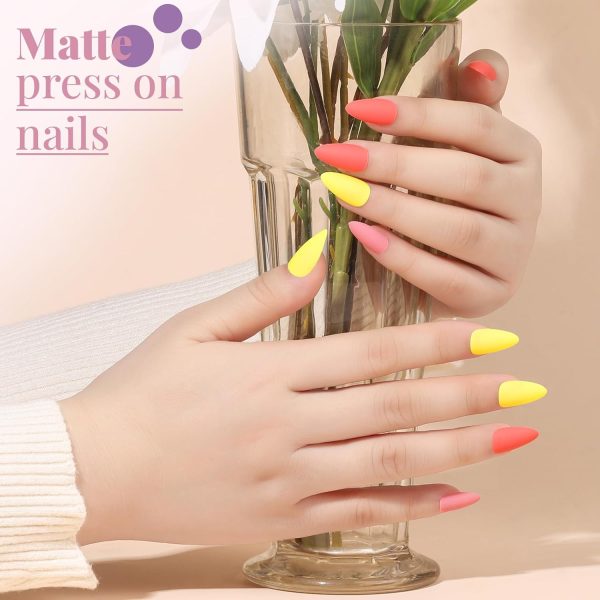 Teenitor Short Oval Press On Nails, 24 Colors Press On Oval Nails, 576pcs Press On Round Fake Nails, 12 Sizes Glue On Nails Short Almond Press On Nails with Nail Glue, Nail Adhesive Tabs - Image 31