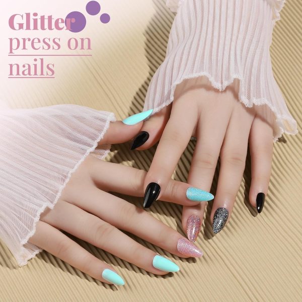 Teenitor Short Oval Press On Nails, 24 Colors Press On Oval Nails, 576pcs Press On Round Fake Nails, 12 Sizes Glue On Nails Short Almond Press On Nails with Nail Glue, Nail Adhesive Tabs - Image 34