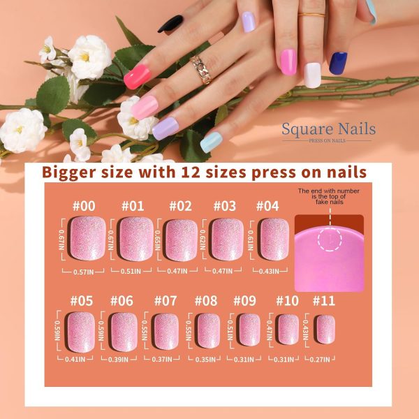 Teenitor Short Oval Press On Nails, 24 Colors Press On Oval Nails, 576pcs Press On Round Fake Nails, 12 Sizes Glue On Nails Short Almond Press On Nails with Nail Glue, Nail Adhesive Tabs - Image 37