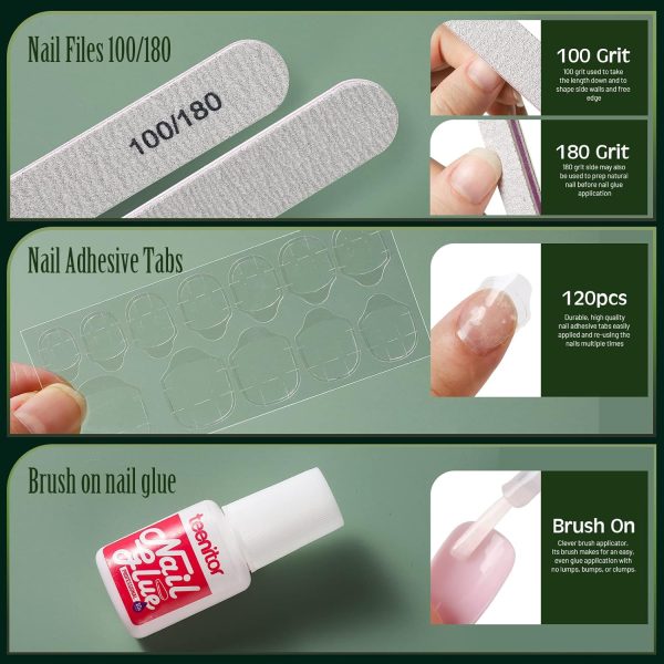 Teenitor Short Oval Press On Nails, 24 Colors Press On Oval Nails, 576pcs Press On Round Fake Nails, 12 Sizes Glue On Nails Short Almond Press On Nails with Nail Glue, Nail Adhesive Tabs - Image 48