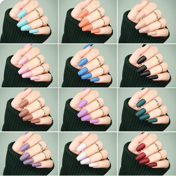 Teenitor Short Oval Press On Nails, 24 Colors Press On Oval Nails, 576pcs Press On Round Fake Nails, 12 Sizes Glue On Nails Short Almond Press On Nails with Nail Glue, Nail Adhesive Tabs - Image 50