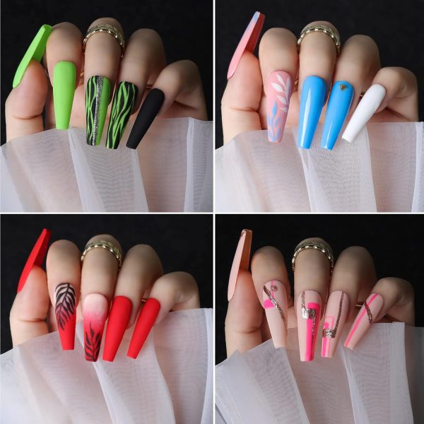 Teenitor Acrylic Fake Nails Kit, Press On Nail Supplies with Clear Coffin Nail Tips Nail Stand Nail Art Brushes Dotting Pen Glitter Sequins Sticker Rhinestones Nail Decorations Press On Nails Kit - Image 7