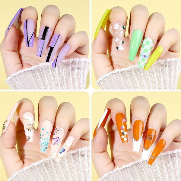 Teenitor Acrylic Fake Nails Kit, Press On Nail Supplies with Clear Coffin Nail Tips Nail Stand Nail Art Brushes Dotting Pen Glitter Sequins Sticker Rhinestones Nail Decorations Press On Nails Kit - Image 14