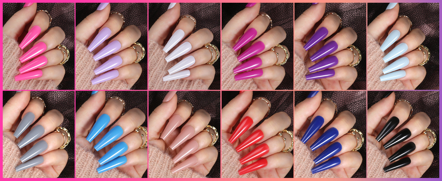 glossy press on nails long