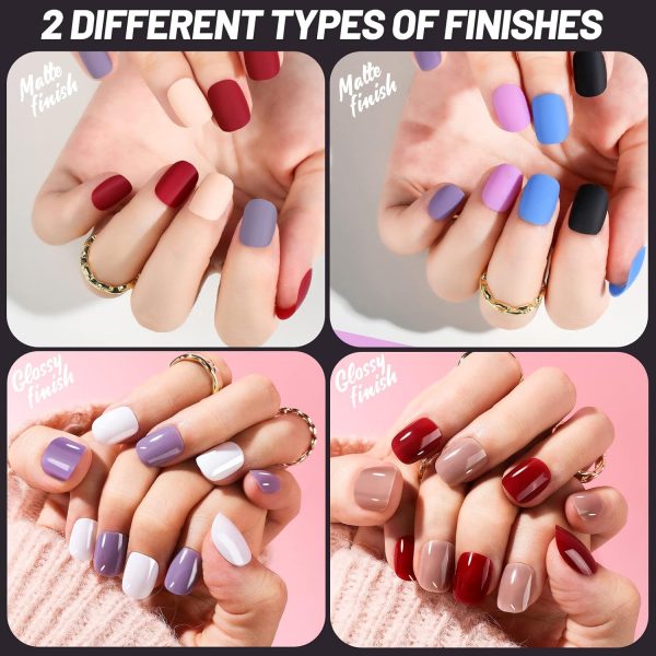 Teenitor Short Press On Nails with Glitter, 12 Sizes Square, Matte & Glossy Finish - Image 11