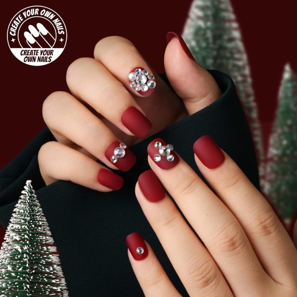 Teenitor Short Press On Nails with Glitter, 12 Sizes Square, Matte & Glossy Finish - Image 12