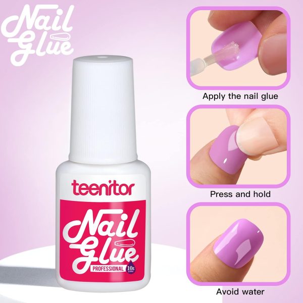 Teenitor Short Press On Nails with Glitter, 12 Sizes Square, Matte & Glossy Finish - Image 14