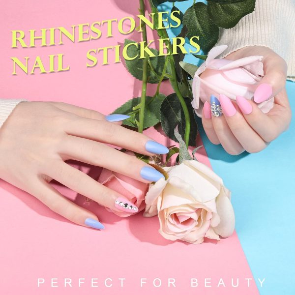 Teenitor Short Press On Nails with Glitter, 12 Sizes Square, Matte & Glossy Finish - Image 18