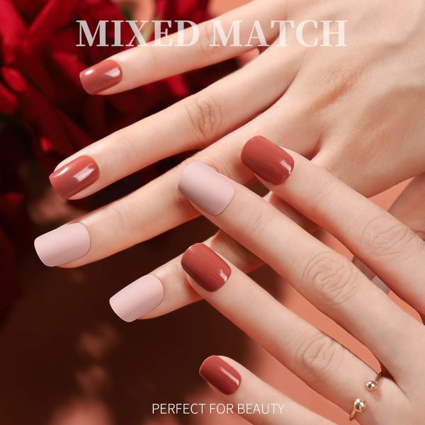 Teenitor Short Press On Nails with Glitter, 12 Sizes Square, Matte & Glossy Finish - Image 22