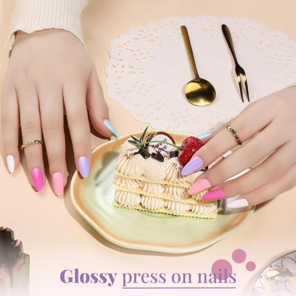 Teenitor Short Press On Nails with Glitter, 12 Sizes Square, Matte & Glossy Finish - Image 38