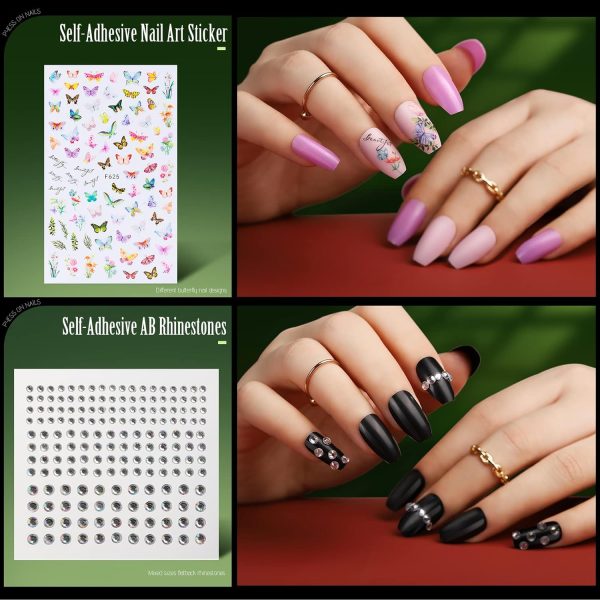 Teenitor Short Press On Nails with Glitter, 12 Sizes Square, Matte & Glossy Finish - Image 49