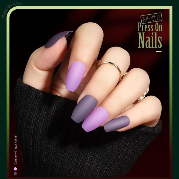 Teenitor Short Press On Nails with Glitter, 12 Sizes Square, Matte & Glossy Finish - Image 50