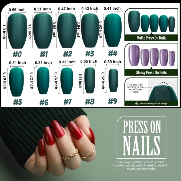 Teenitor Short Press On Nails with Glitter, 12 Sizes Square, Matte & Glossy Finish - Image 54