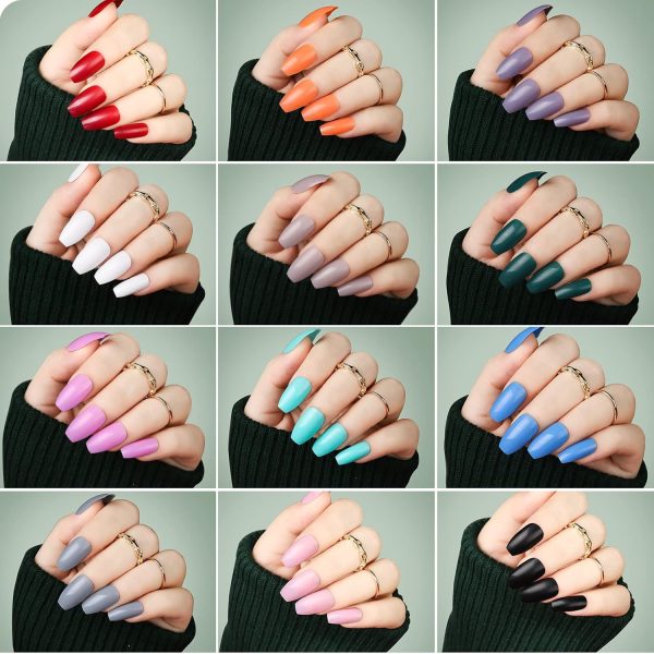 Teenitor Short Press On Nails with Glitter, 12 Sizes Square, Matte & Glossy Finish - Image 56