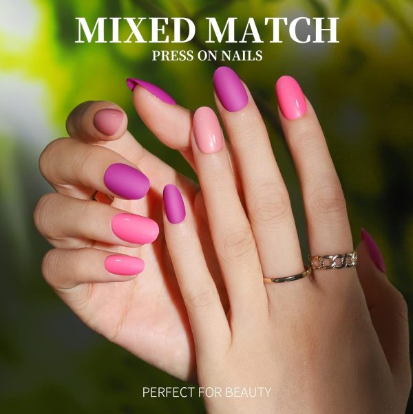 Teenitor 24Pack Short Press On Nails, 576Pcs Short Square Press On Nails, Matte Glossy Glitter French Nails, 12 Sizes Fake Nails With Glue - Image 24
